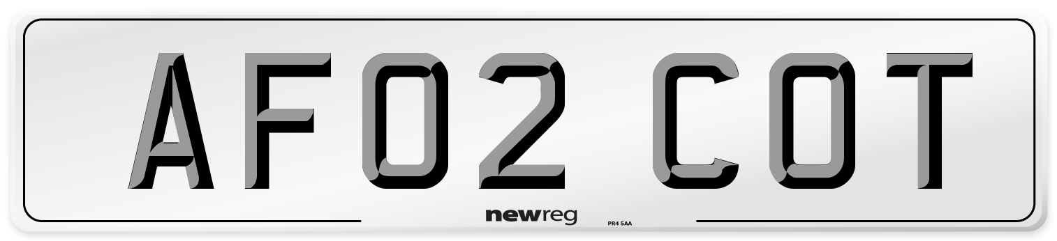 AF02 COT Number Plate from New Reg
